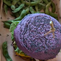 Flower burger with edamame at Flower Burger in Rome