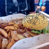 Spicy with fries at Flower Burger in Rome