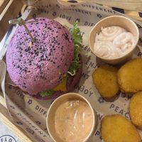 Nuggets (so good) cherry bomb burger   at Flower Burger in Rome