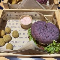 Flower burger and olive ascolane  at Flower Burger in Rome