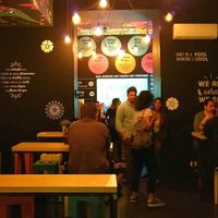 The colourful decor at Flower Burger in Rome