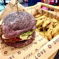 Flower burger with cheez fries    at Flower Burger in Rome