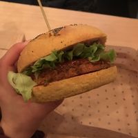 Spicy chickpea burger at Flower Burger in Rome