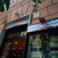 Outside at Flower Burger in Rome