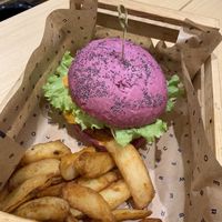 Pink bun  at Flower Burger in Rome