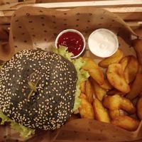 Cheesy cecio - chickpea and barley patty at Flower Burger in Rome