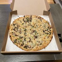 Mushroom pizza with vegan cheesecake  at Sliver Pizzeria  - Telegraph in Berkeley