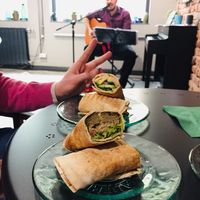 Arabic sandwich (falafel and hummus) & Fusion wrap (with grilled tofu & avocado) at Salted Cafe in Sofia