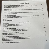 Vegan Menu upon request March 2022  at Laneway Cafe in Devonport