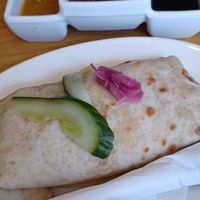 Roti rol filled with veggies and tempeh at Warung Mini in Rotterdam