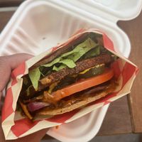 bbq bacon chorizo burger   at Wild Living Foods in Los Angeles