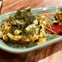 raw bagel with coconut “egg” salad!  at Wild Living Foods in Los Angeles