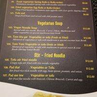 vegetarian menu at Pho Saigon in Anchorage