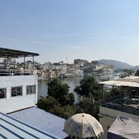 View of the lake   at Yummy Yoga Cafe in Udaipur