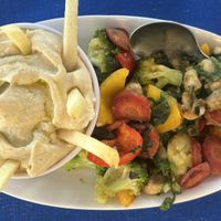 vegetables with hummus   at Yummy Yoga Cafe in Udaipur