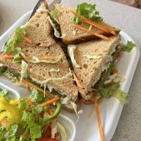 Raw falafel sandwich with hummus  at TATTV Cafe in Rishikesh