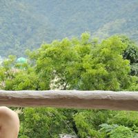 Yogi salad and view. at TATTV Cafe in Rishikesh