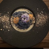 Blue spirulina pasta   at Hearth  in Amsterdam