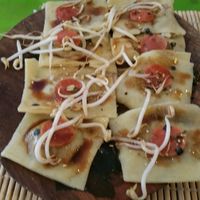 Japanese Flags Dishes - wasabi tortellini something, very tasty at Hearth  in Amsterdam