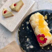 Strawberry & almond crumble with matcha semifreddo amuse-bouche at Hearth  in Amsterdam
