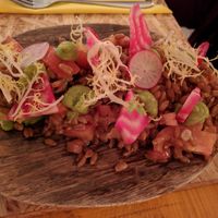 Hearth Special - courgette, spelt, beets, tomatoes, pomegranate and guacolmoe at Hearth  in Amsterdam