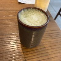 Matcha latte with their homemade plantmilk: tasty but also a bit bitter  at Hearth  in Amsterdam