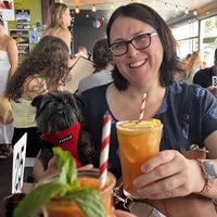 Juices and our pooch. 💙  at Bali Bagus Cafe in Byron Bay
