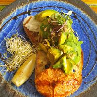 Avocado on Sourdough served with cashew feta at Bali Bagus Cafe in Byron Bay