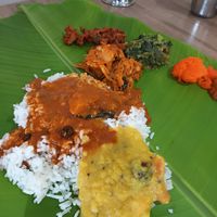 Banana leaf rice set at Bindhu Restaurant in Subang Jaya