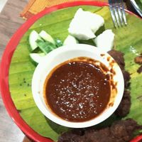 Veg mutton satay. Too crispy, sauce too spicy, nothing like authentic satay sauce which should contain a lot of peanuts. at Bindhu Restaurant in Subang Jaya
