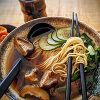 Mushroom Shoyu Ramen at The Ramen Shop in Wellington