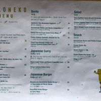 Current Menu  at Neko Neko in Fitzroy