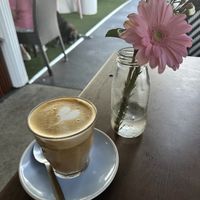 Delicious oat milk latte. Great service - they brought me flowers!  at Ozmosis in Edge Hill