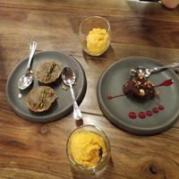 Desserts: Chocolate Ganache, Sorbet, pumpkin pie at Greenr Cafe in Gurgaon