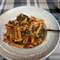  Vegan Pasta all’Arrabiata with spinach   at Gusto Pizzeria  in Soelden