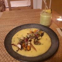 Corn meal with veggies at Outro Lado in Faro