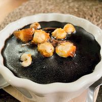 Chocolate mousse with caramelized hazelnuts at Outro Lado in Faro