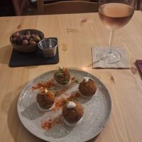 Croquettes and olives at Outro Lado in Faro