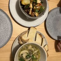 Octopus salad + mushrooms bulhao pato  at Outro Lado in Faro