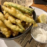 Fried green beans   at Outro Lado in Faro