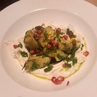 Tahini yoghurt with artichoke at The Left Bank in Glasgow