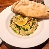 Lemon and basil hummus with pine nuts at The Left Bank in Glasgow