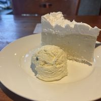 Durian cashew cream cheese cake and passion fruit coconut ice cream.  at Sawobali  in Ubud