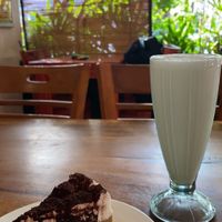 Tiramisu cheesecake and vanilla milkshake.  at Sawobali  in Ubud