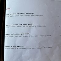 Vegan menu 1/4  at Mrs Jones in Devonport