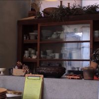 counter at Kousagisha Cafe in Kyoto