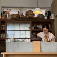 Counter at Kousagisha Cafe in Kyoto