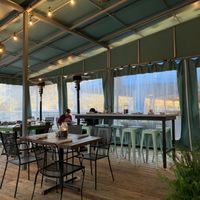 Patio seating at V-Eats in Dallas