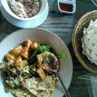 buffet variety at Veggie Karma in Ubud