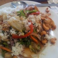 Lovely veggie stir fry and garlic roti at Veg out Time St. Kilda at Veggie Time - Veg Out Time in St Kilda